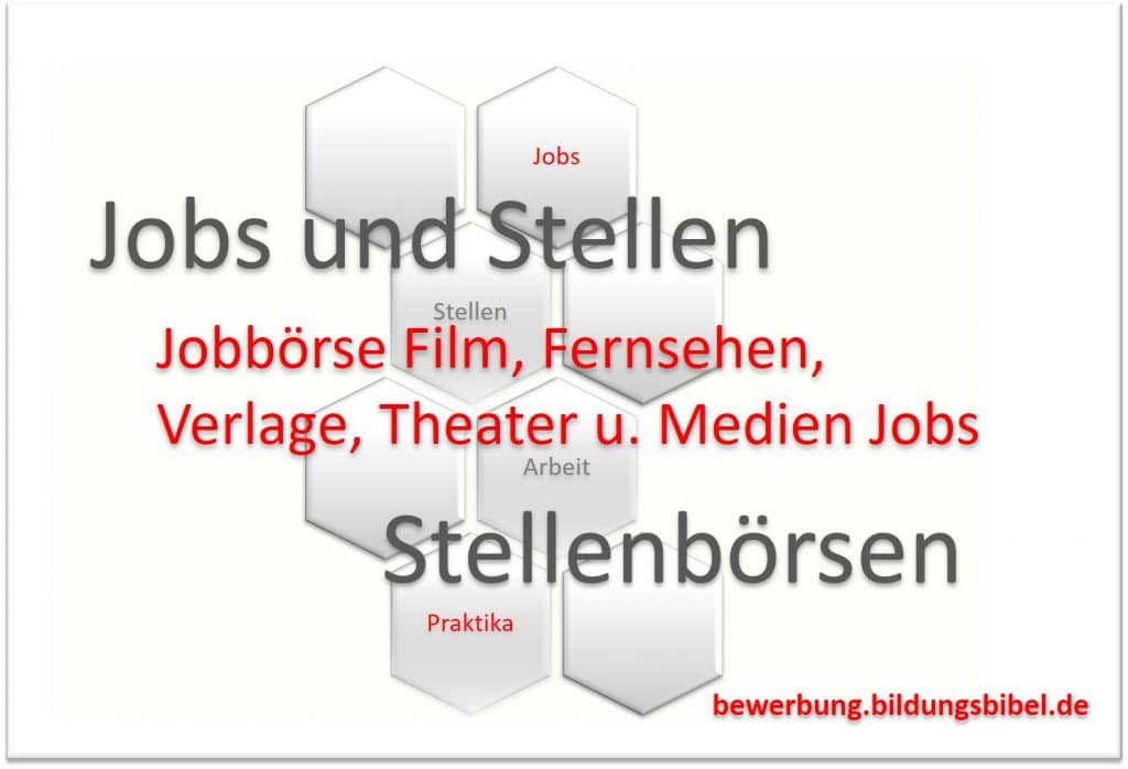 Jobbörse für Film und Fernsehen, Verlage, Theater und Bereich Medien. Jobs für Freelancer, Grafiker, Texter, Musiker, Schauspieler etc..